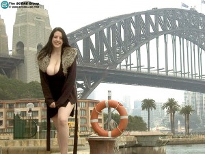 Angela White's sexy titties in the city of Sydney.